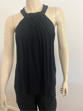 Spense Black Pleated halter Top